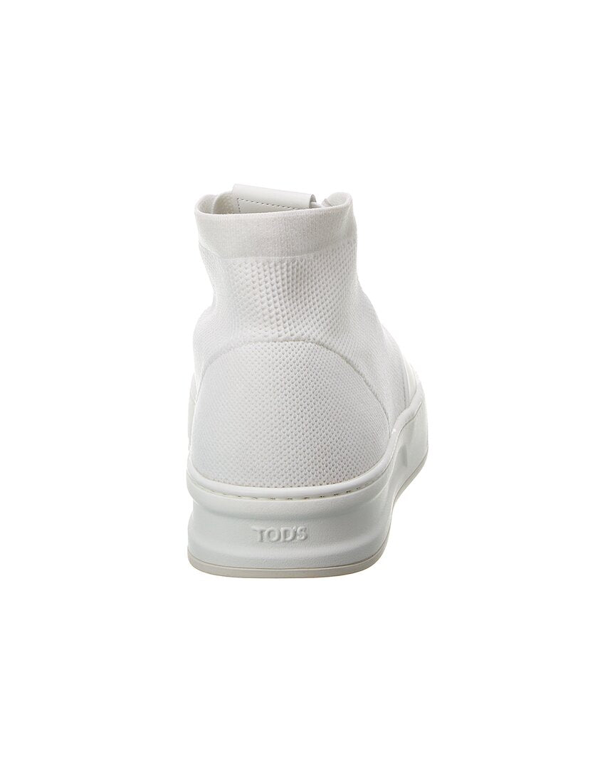 Tod’S Knit & Leather High-Top Sneaker