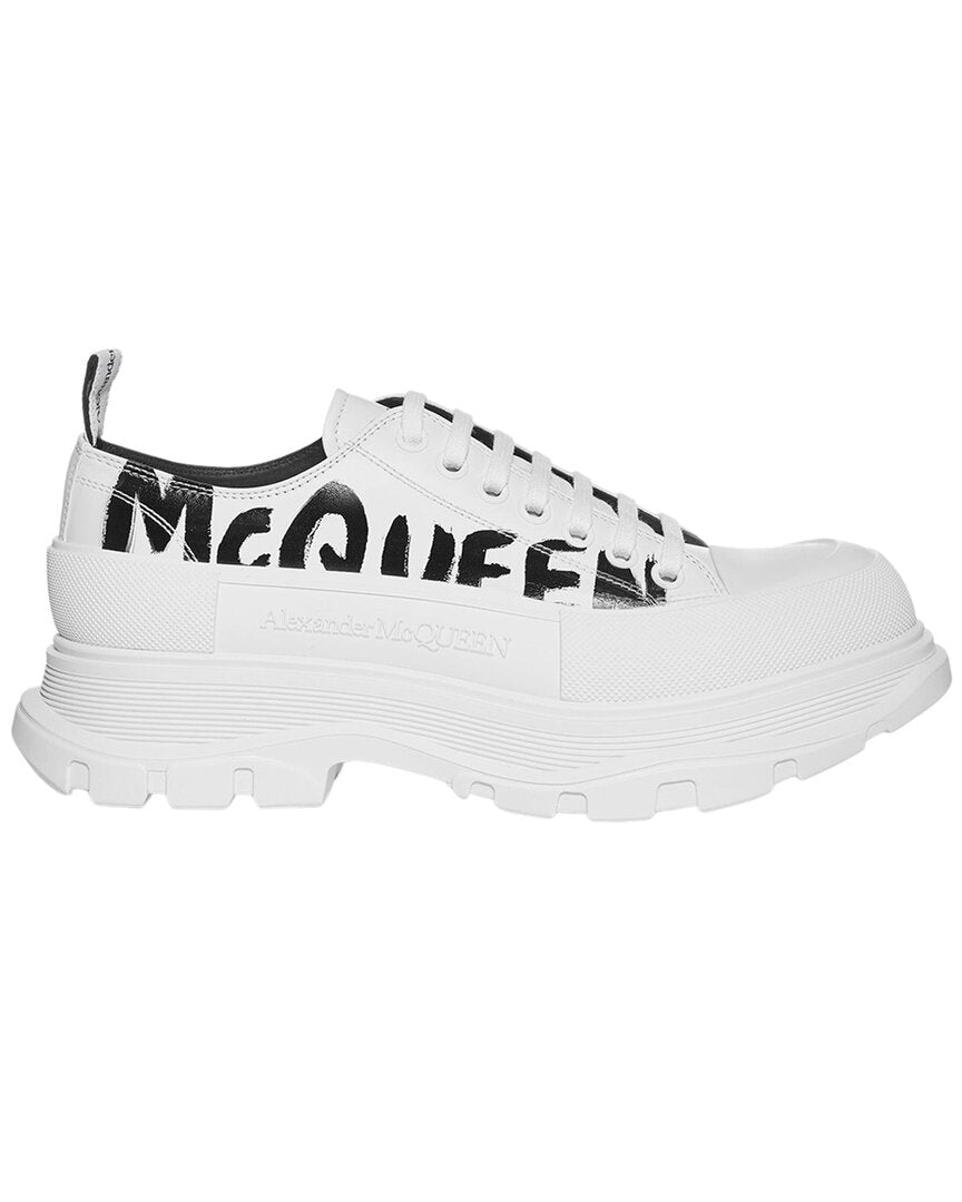 Alexander Mcqueen Tread Slick Lace Up Leather Sneaker White