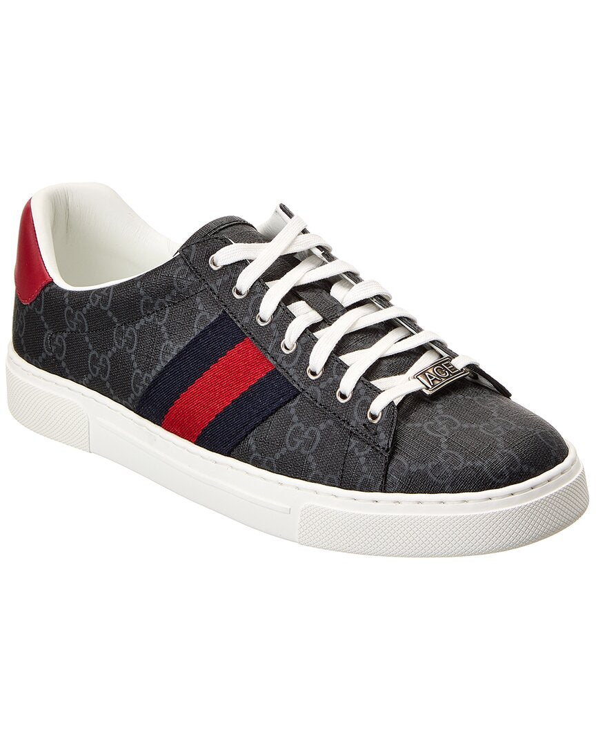 Gucci Ace Web Gg Supreme Canvas & Leather Sneaker