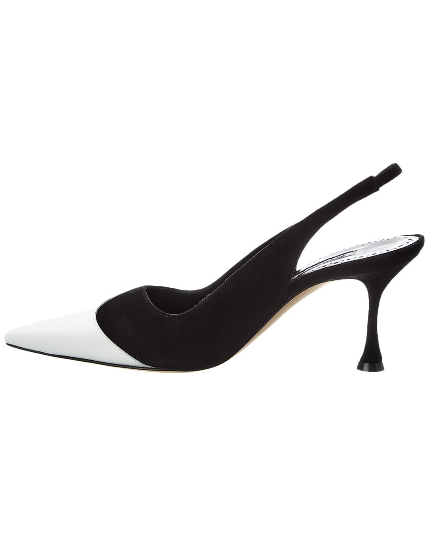 Manolo Blahnik Zaborus 70 Leather & Suede Slingback Pump