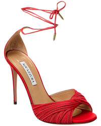 Aquazzura Bellini Beauty 105 Satin Sandal Red 36