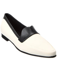 Khaite The Pippen Canvas & Leather Loafer White