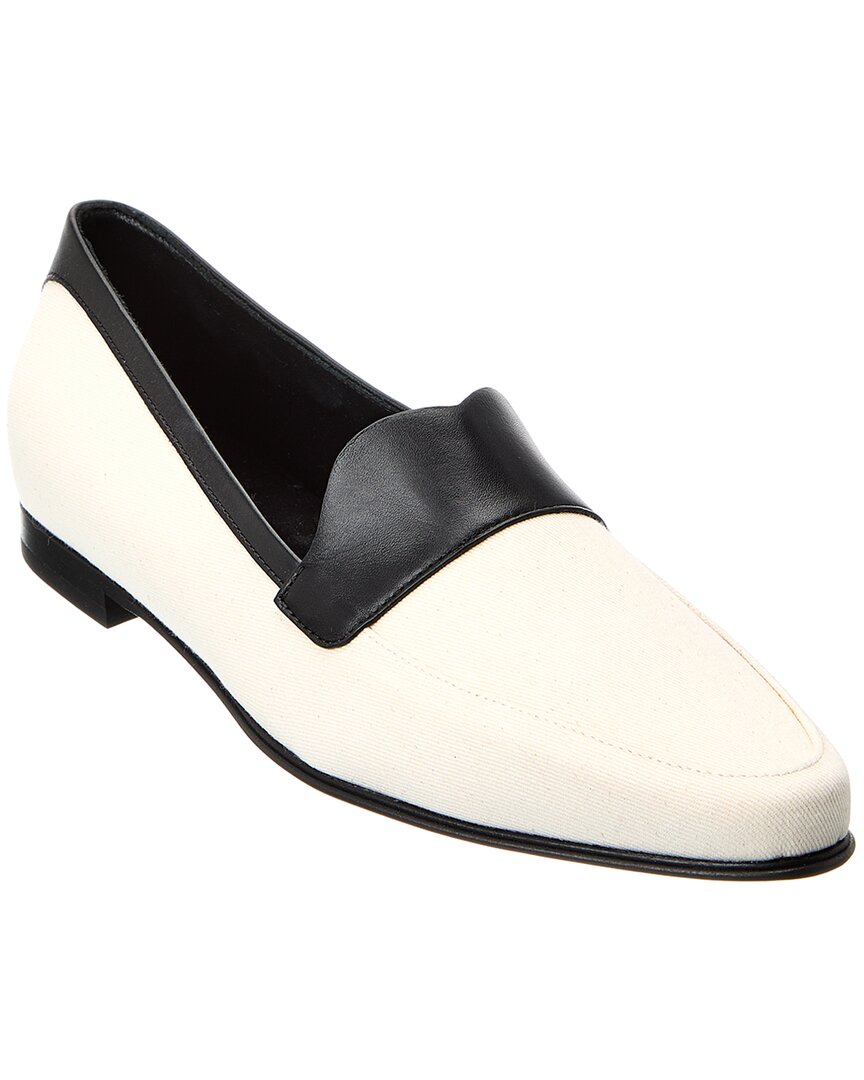 Khaite The Pippen Canvas & Leather Loafer White