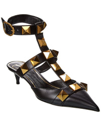 Valentino Valentino Roman Stud 40 Leather Ankle Strap Pump