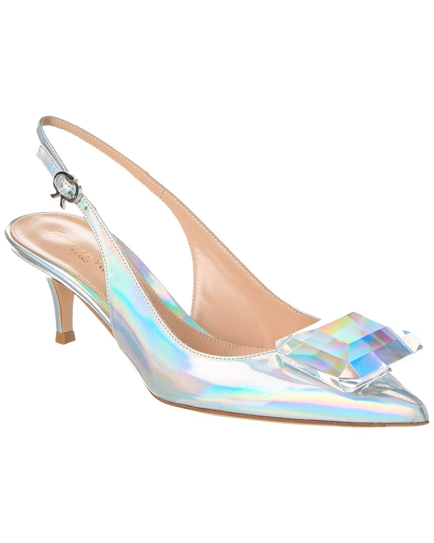 Gianvito Rossi Jaipur 55 Leather Slingback Pump Silver