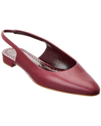 Manolo Blahnik Sawra Leather Slingback Flat Red