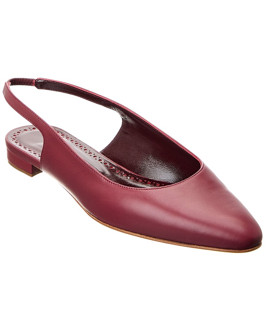 Manolo Blahnik Sawra Leather Slingback Flat Red