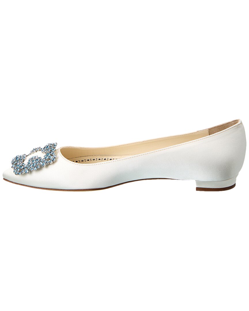 Manolo Blahnik Hangisi Bridal Satin Flat