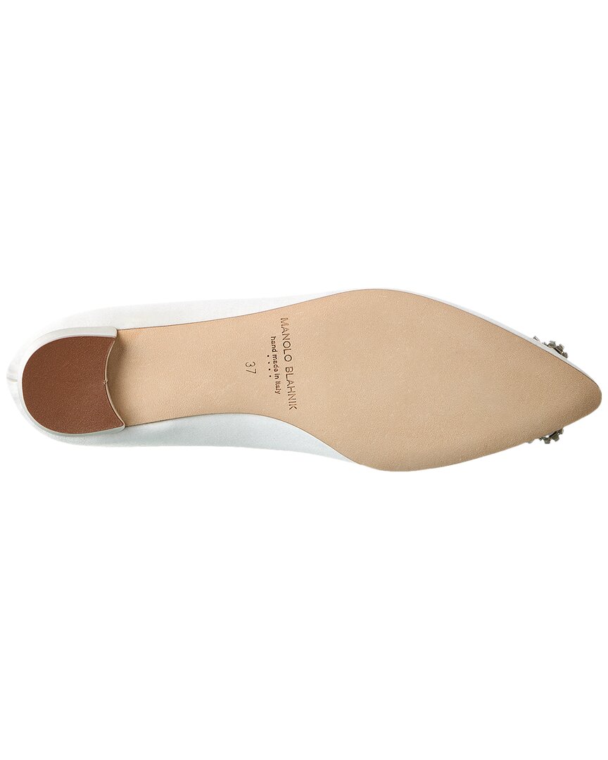 Manolo Blahnik Hangisi Bridal Satin Flat