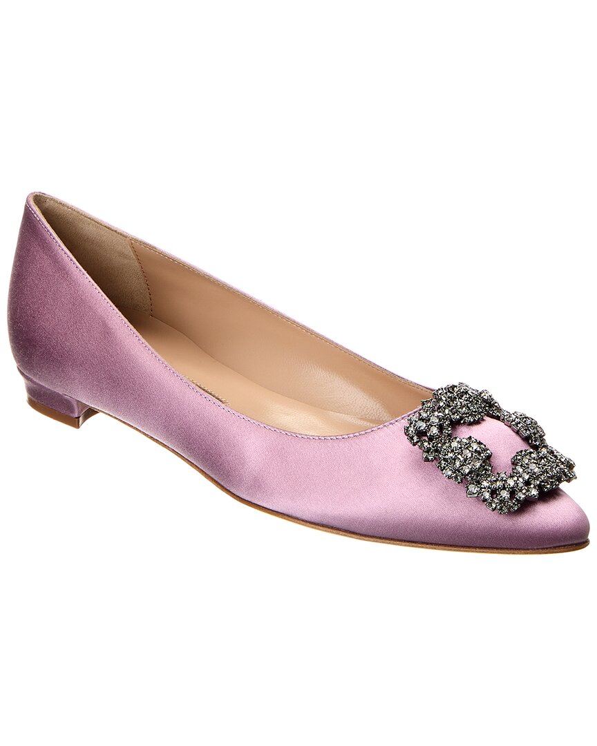 Manolo Blahnik Hangisi Satin Flat Purple