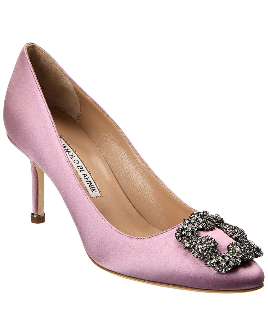 Manolo Blahnik Manolo Blahnik Hangisi 70 Satin Pump, 37, Black