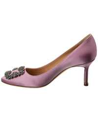 Manolo Blahnik Manolo Blahnik Hangisi 70 Satin Pump, 37, Black