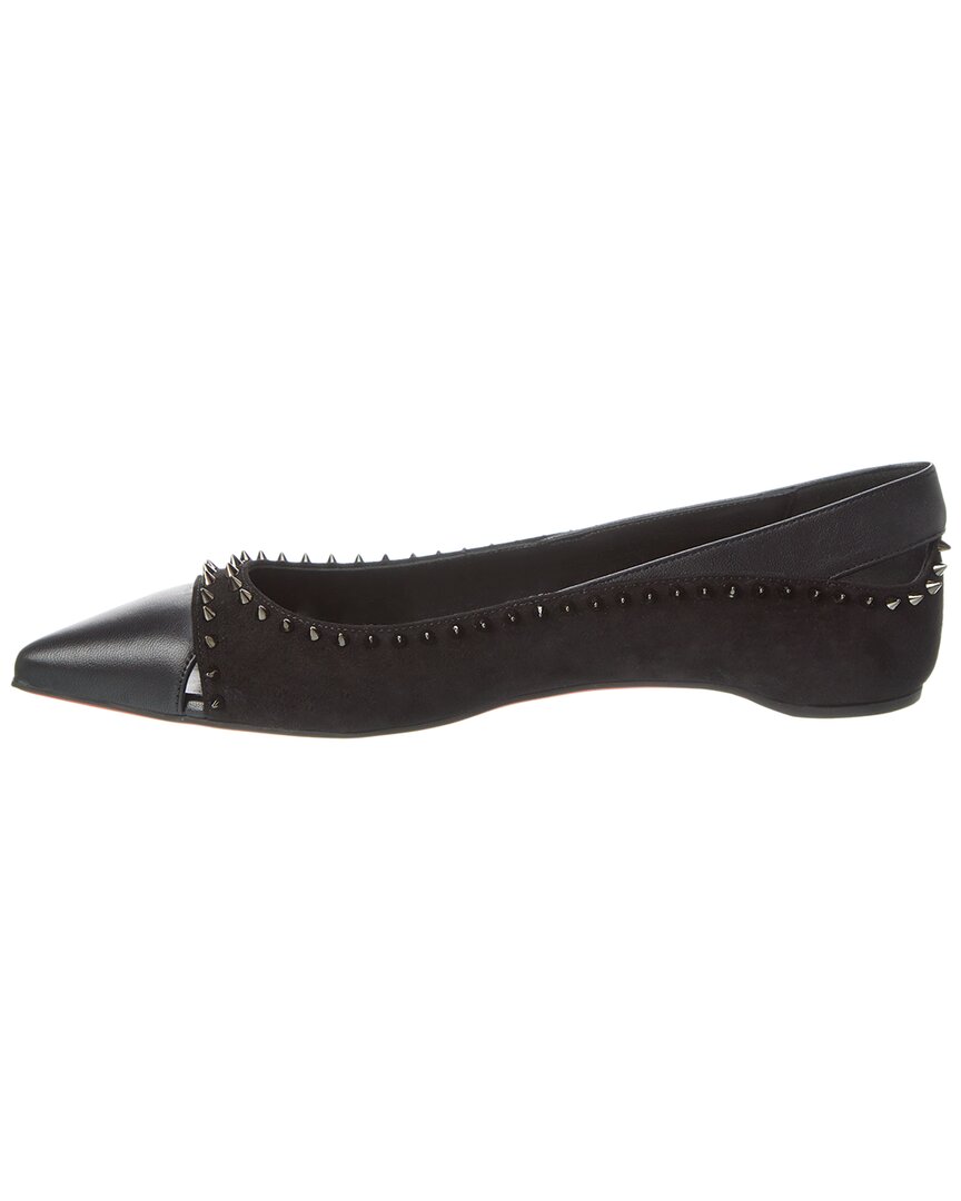 Christian Louboutin Duvettina Spikes Suede & Leather Flat