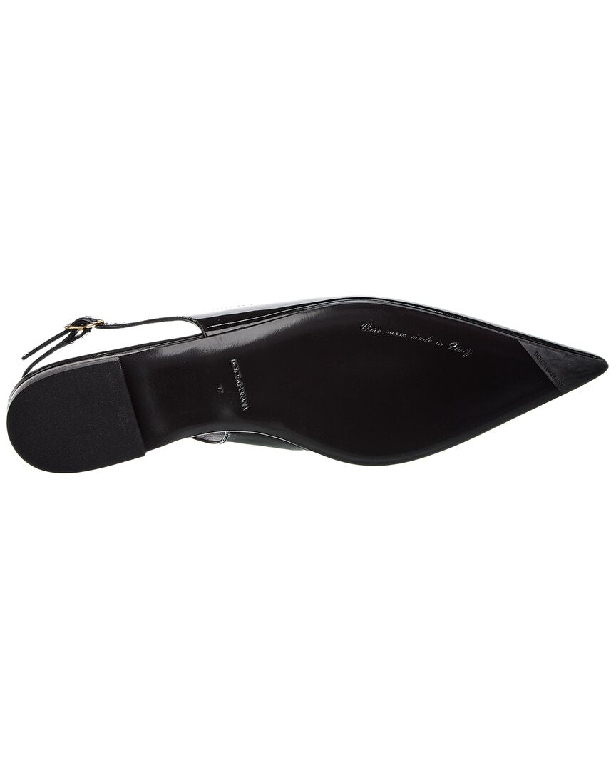 Dolce & Gabbana Dg Logo Leather Slingback Flat