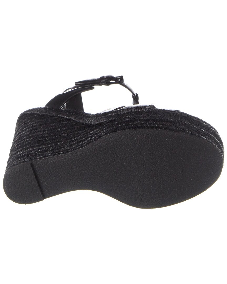Saint Laurent Tribute 85 Leather Espadrille Wedge Sandal