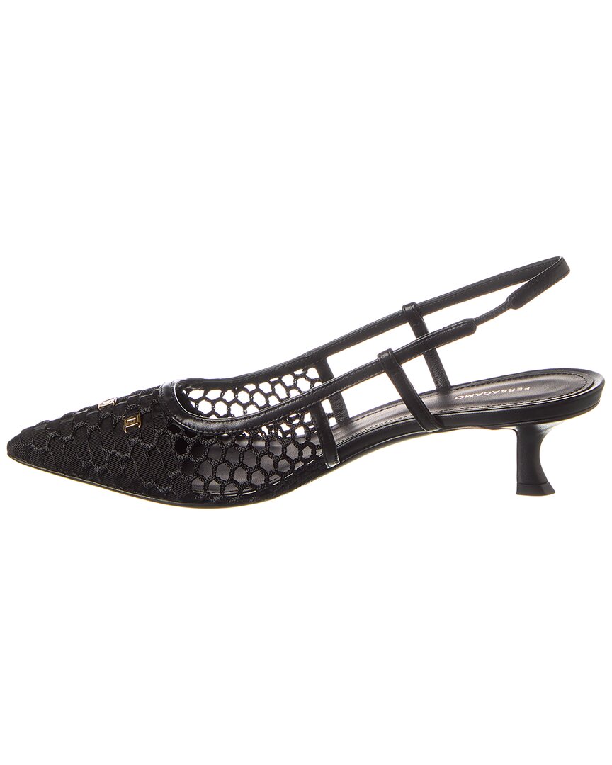 Ferragamo Vara Chain Mesh & Leather Slingback Pump