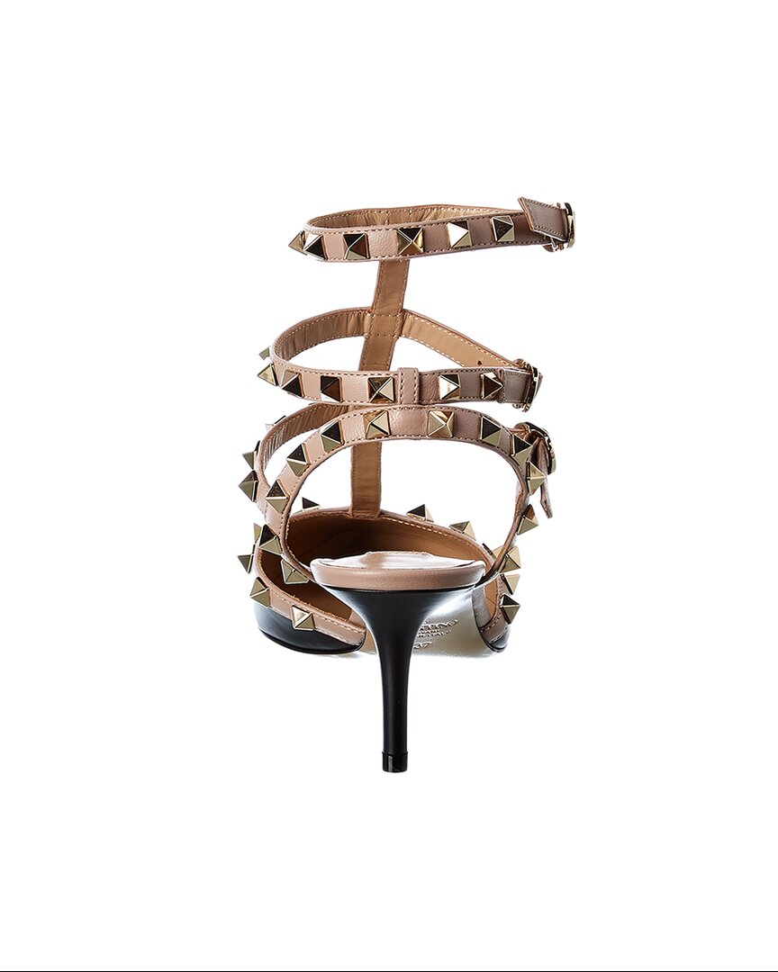 Valentino Rockstud Caged 65 Leather Ankle Strap Pump