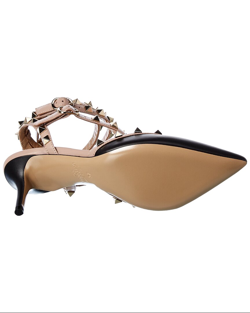 Valentino Rockstud Caged 65 Leather Ankle Strap Pump