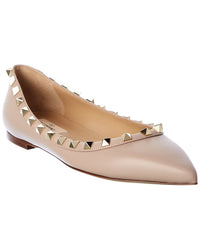 Valentino Rockstud Leather Flat Pink
