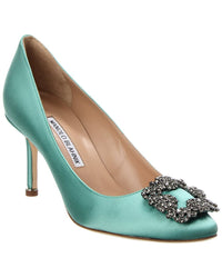 Manolo Blahnik Hangisi 90 Satin Pump Green