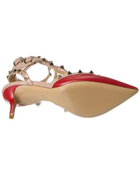Valentino Rockstud Caged 65 Leather Ankle Strap Pump