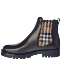 Burberry Burberry Vintage Check Detail Leather Chelsea Boot