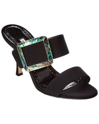 Manolo Blahnik Gable 90 Silk Sandal Black 36.5