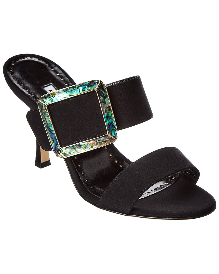 Manolo Blahnik Gable 90 Silk Sandal Black 36.5