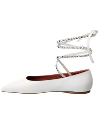 Amina Muaddi Ane Lace-Up Leather Flat