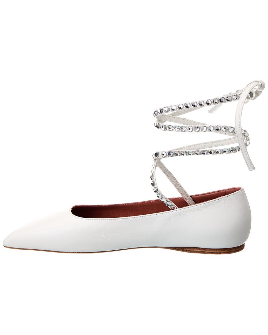 Amina Muaddi Ane Lace-Up Leather Flat