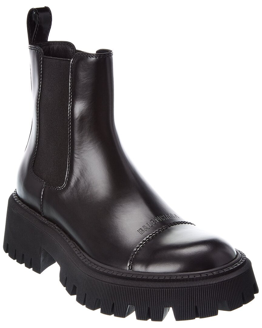 Balenciaga Tractor Leather Bootie 40 Black