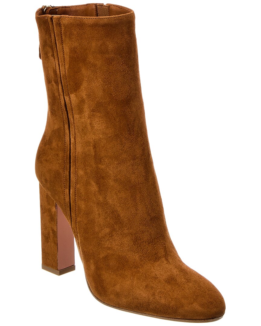 Aquazzura Joplin 105 Suede Bootie Brown Multi
