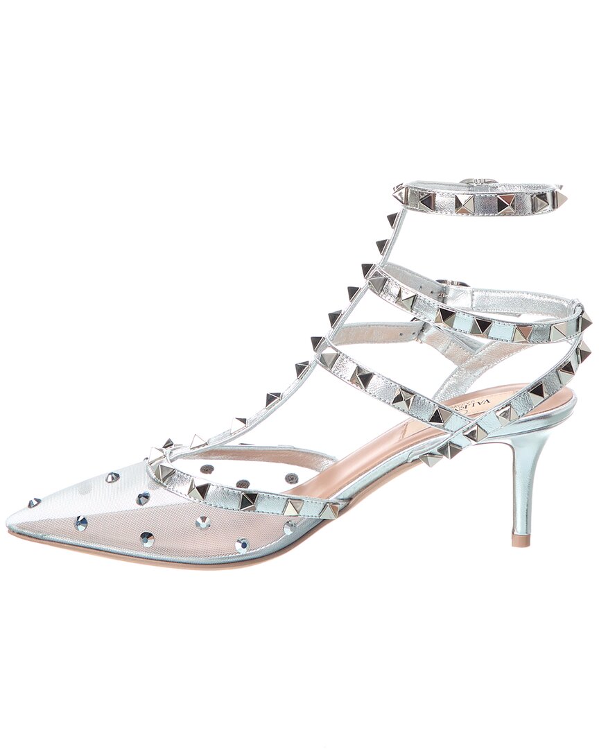 Valentino Rockstud Caged 65 Mesh & Leather Pump