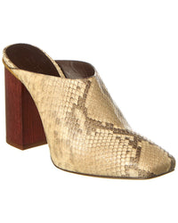 Chloé Ambre Snake-Embossed Leather Mule Beige