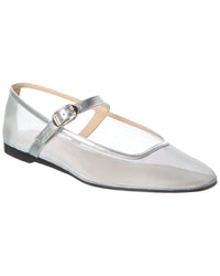 Le Monde Beryl Mesh & Leather Mary Jane Flat Silver 40