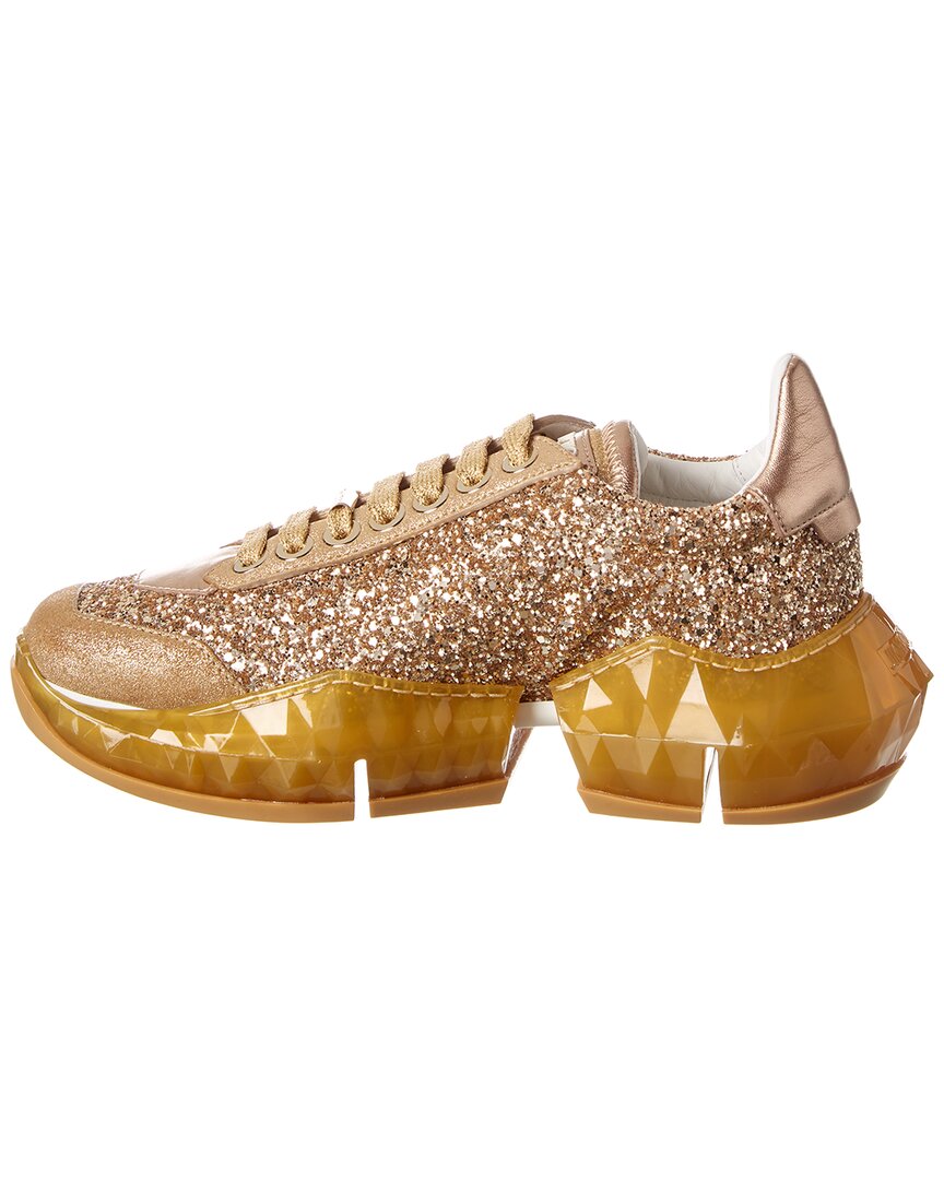 Jimmy Choo Diamond/F Leather & Glitter Sneaker