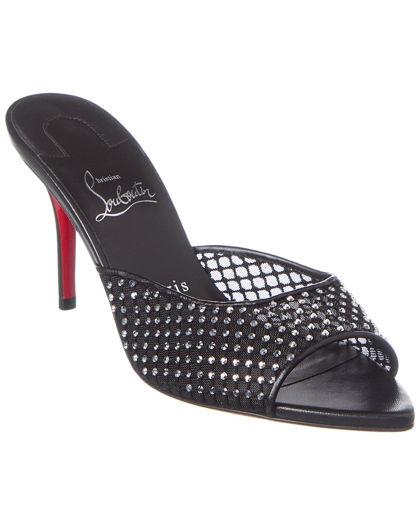 Christian Louboutin Apostropha 80 Mesh & Leather Mule Black