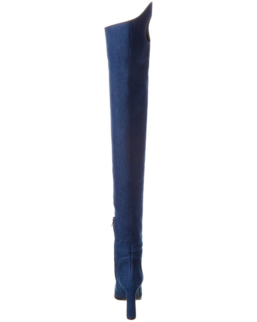 Burberry Wader Porthole Detail Topstitched Denim Boot