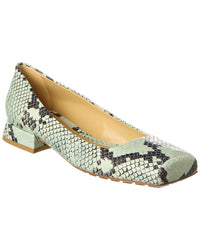 Bottega Veneta Snake-Embossed Leather Pump 37.5 Blue
