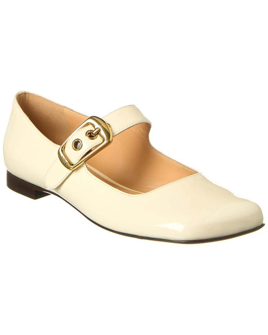 Chloé Polly Patent Ballerina Flat White