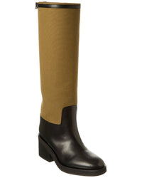 Jimmy Choo Yasmin 70 Canvas & Leather Knee-High Boot Black