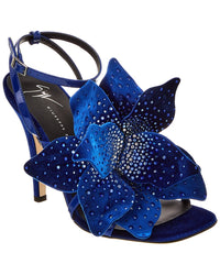 Giuseppe Zanotti Curvy 105 Velvet Sandal Blue 36