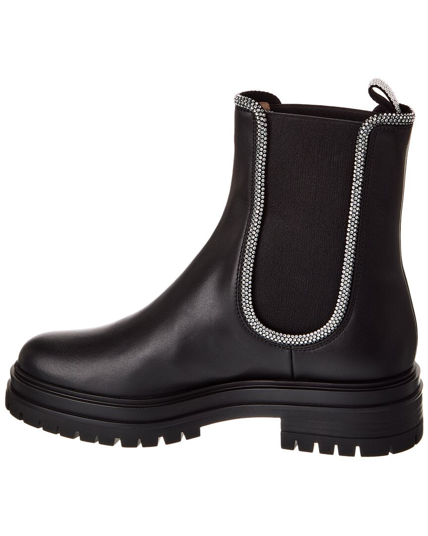 Gianvito Rossi Crystal Chester Leather Boot