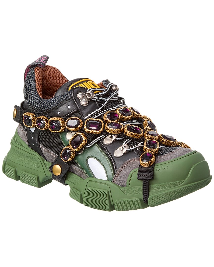 Gucci Flashtrek Leather & Mesh Sneaker Grey Multi