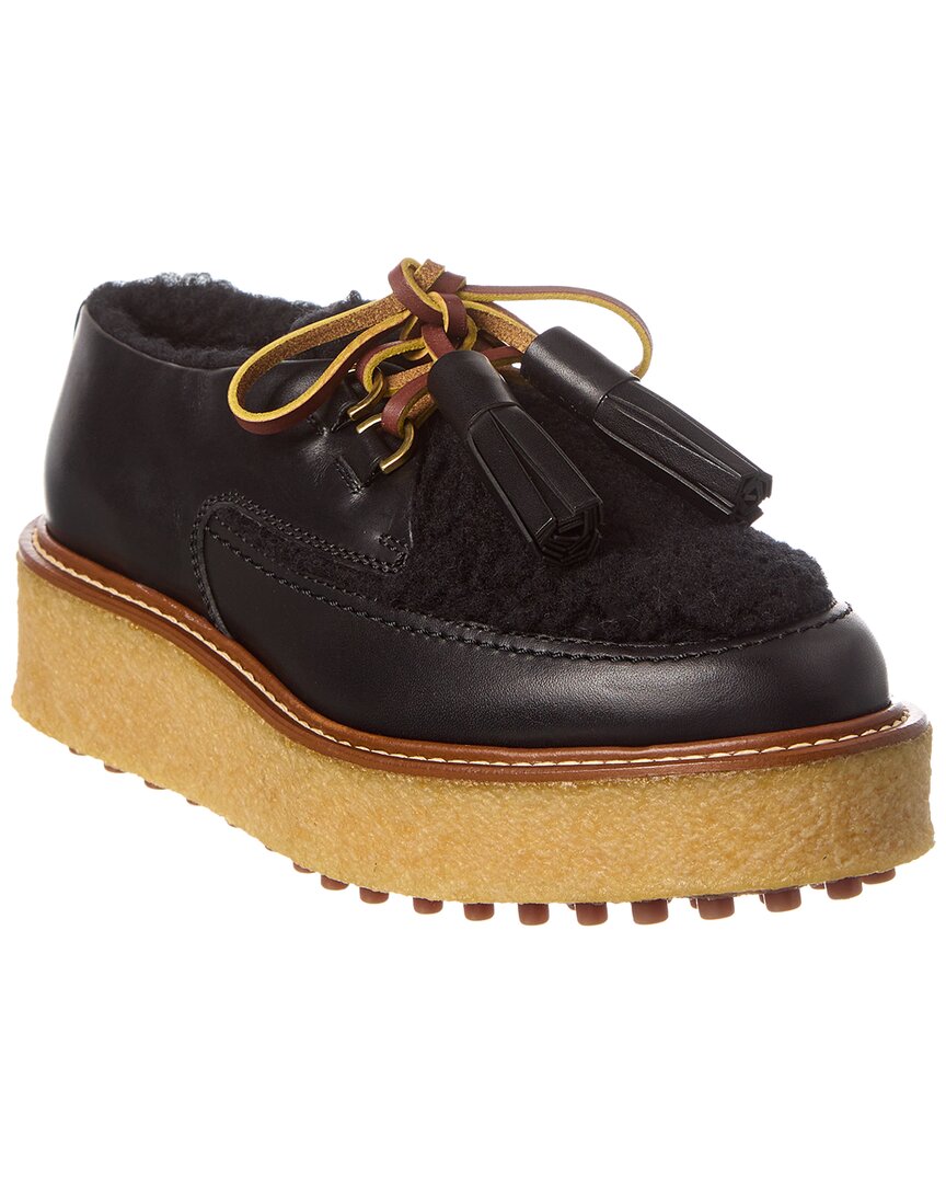 Tod’S Leather & Shearling Platform Loafer
