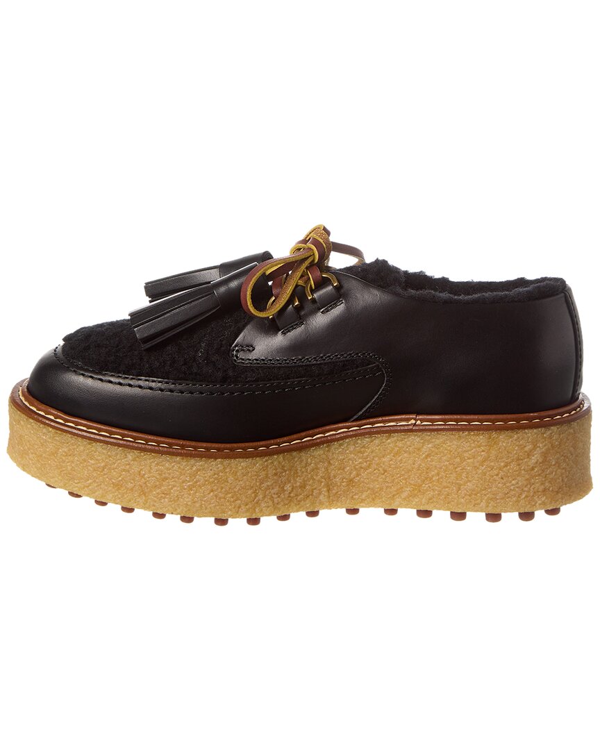 Tod’S Leather & Shearling Platform Loafer