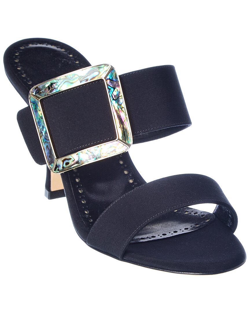 Manolo Blahnik Gable 90 Silk Sandal Black