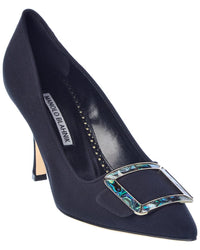Manolo Blahnik Maysale 90 Silk Pump 36.5 Black