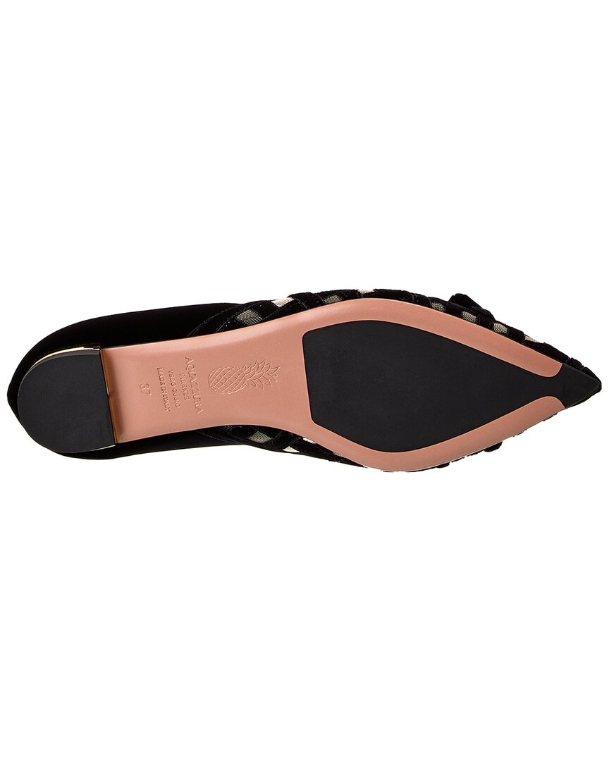 Aquazzura Romance Velvet & Mesh Flat