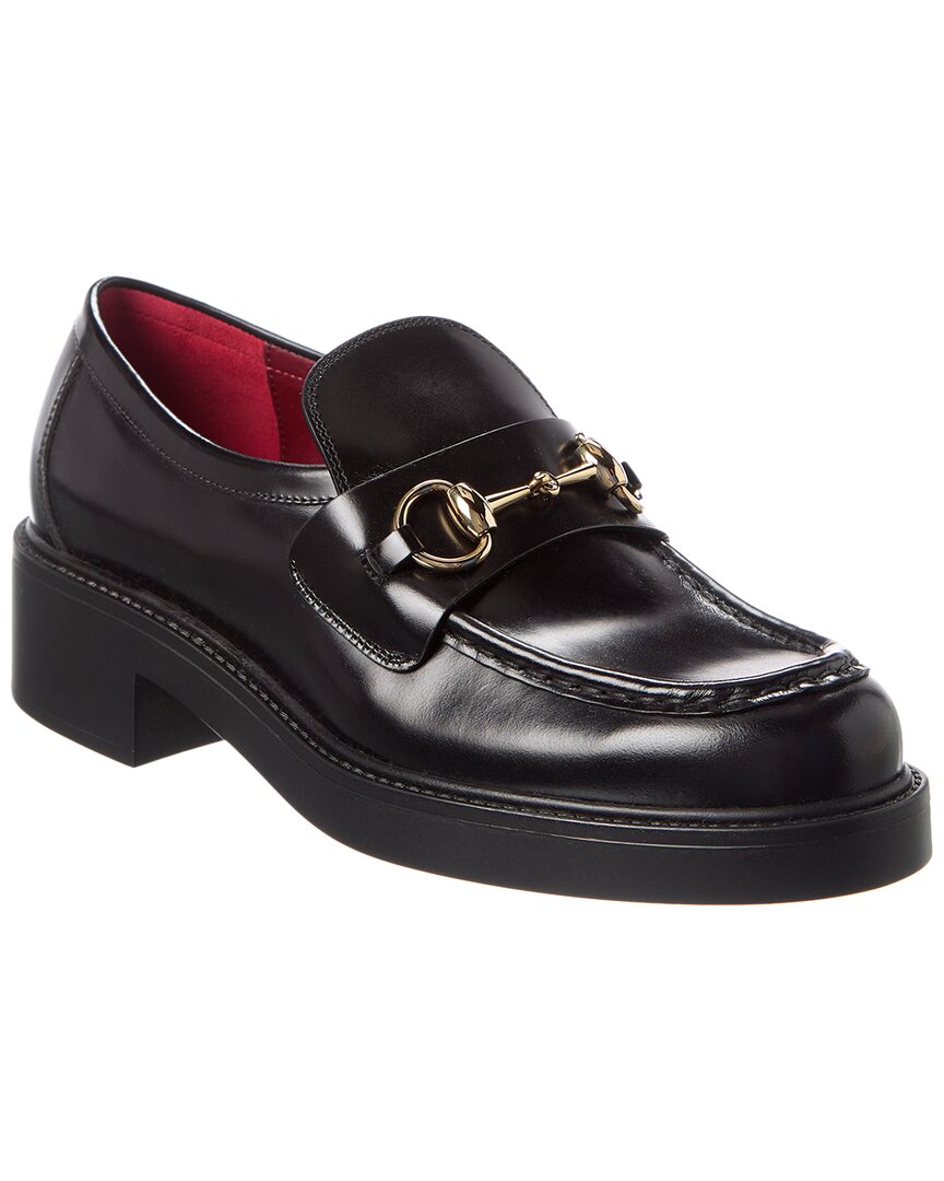 Gucci Horsebit Leather Platform Loafer 37 Black